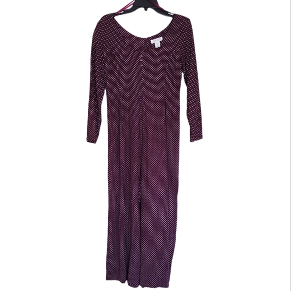 Vintage Express Burgundy Polka Dot Jumpsuit - Picture 1 of 11
